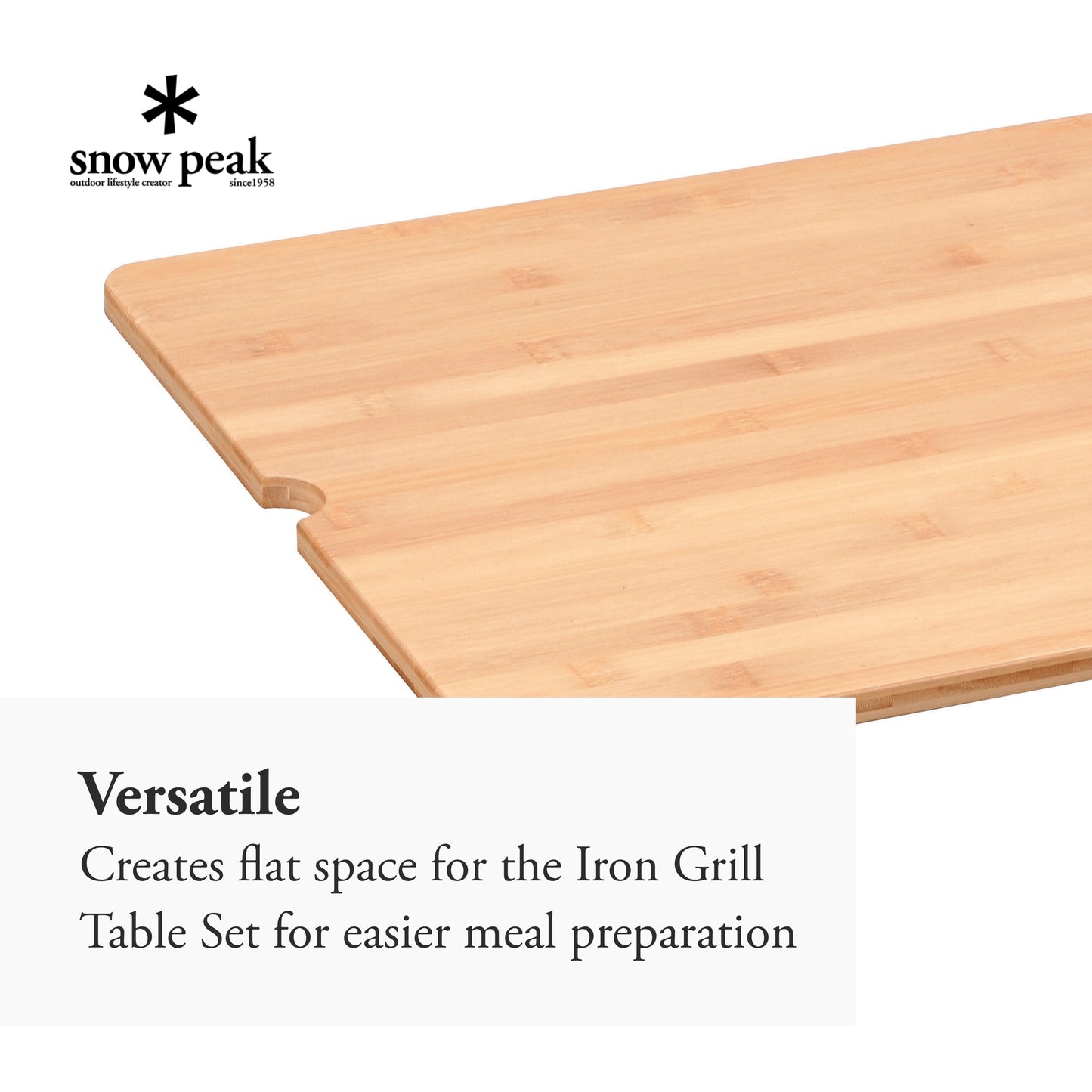 Snow Peak Renewed Iron Grill Table Bamboo Wide Insert - Outdoor Kitchen Camping - 3.5 lbs - 2 Units