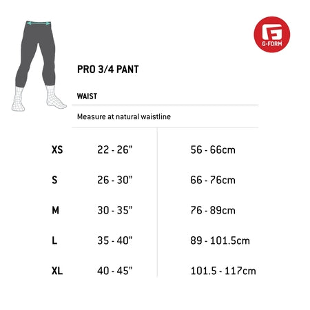 G-Form Pro 3/4 Padded Compression Pants - Compression Workout Pants for Men - Black, Adult Large