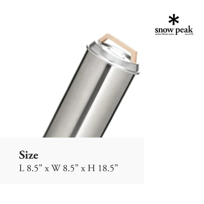 Snow Peak Smokemeister - Stainless Steel with Wood Handle Compact Smoker - 8.5 x 8.5 x 18.5 in