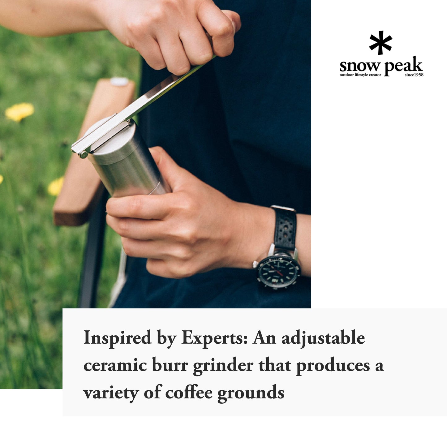Snow Peak Field Barista Coffee Grinder - Modeled After Professional Barista Tools