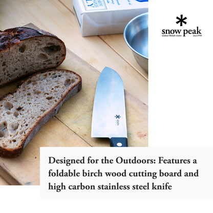 Snow Peak Foldable Cutting Board & Knife Set - Outdoor Cooking Gear - 30 oz - Large