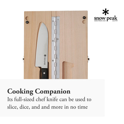 Snow Peak Foldable Cutting Board & Knife Set - Outdoor Cooking Gear - 30 oz - Large