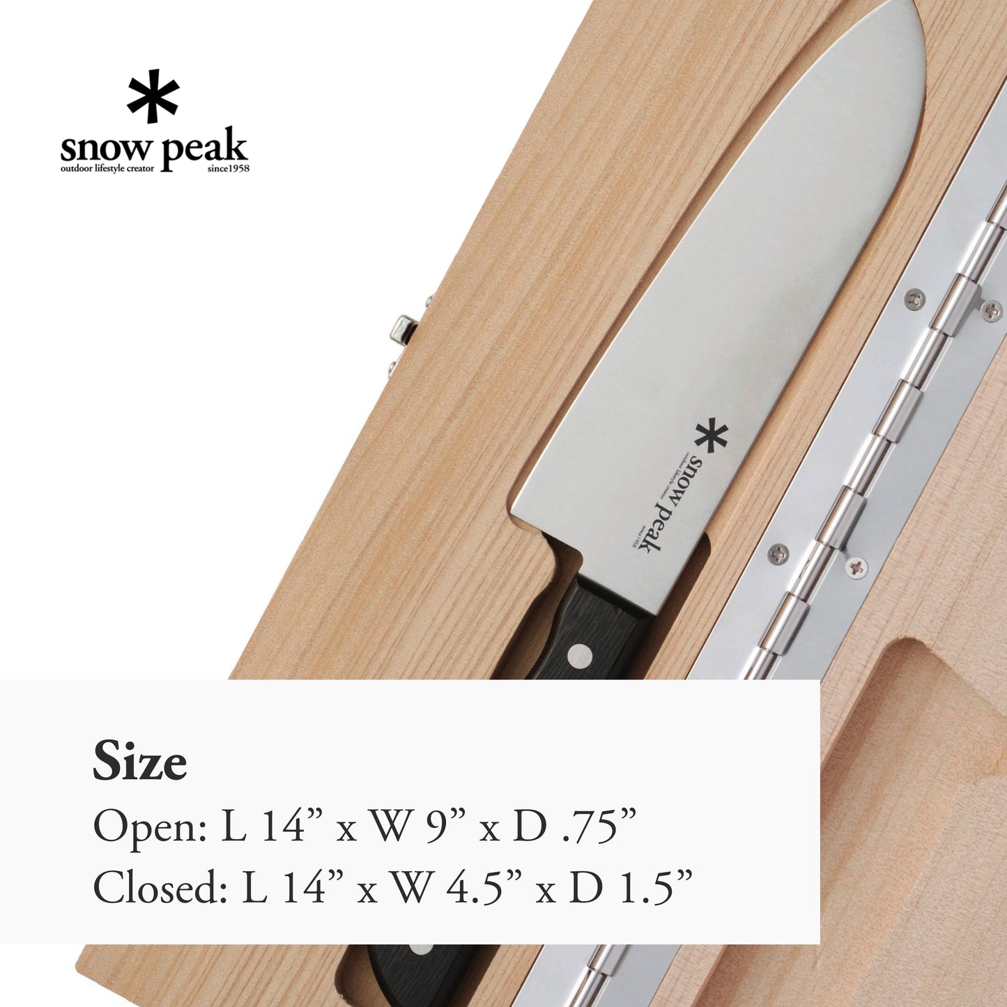 Snow Peak Foldable Cutting Board & Knife Set - Outdoor Cooking Gear - 30 oz - Large