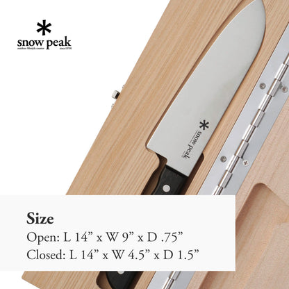 Snow Peak Foldable Cutting Board & Knife Set - Outdoor Cooking Gear - 30 oz - Large