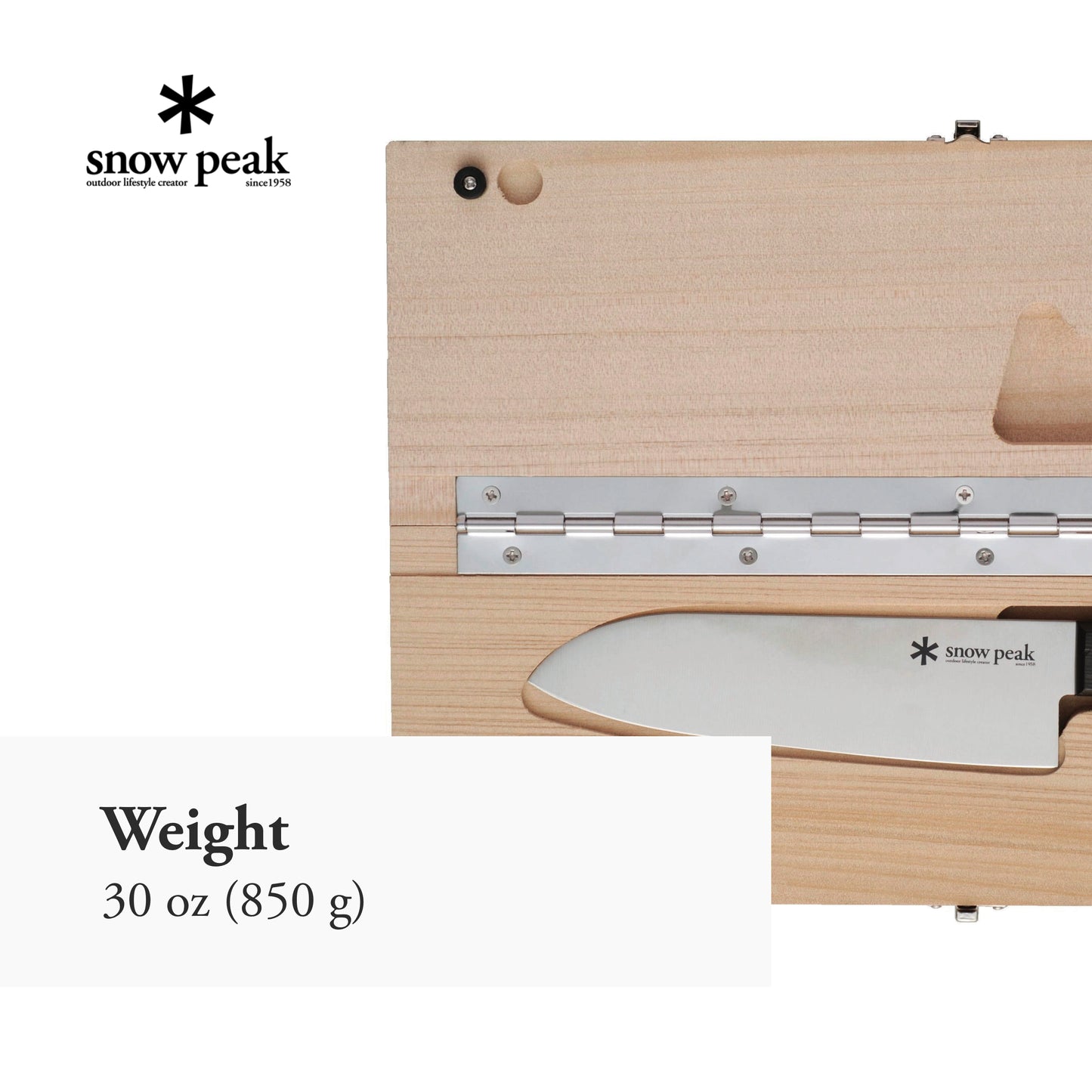 Snow Peak Foldable Cutting Board & Knife Set - Outdoor Cooking Gear - 30 oz - Large