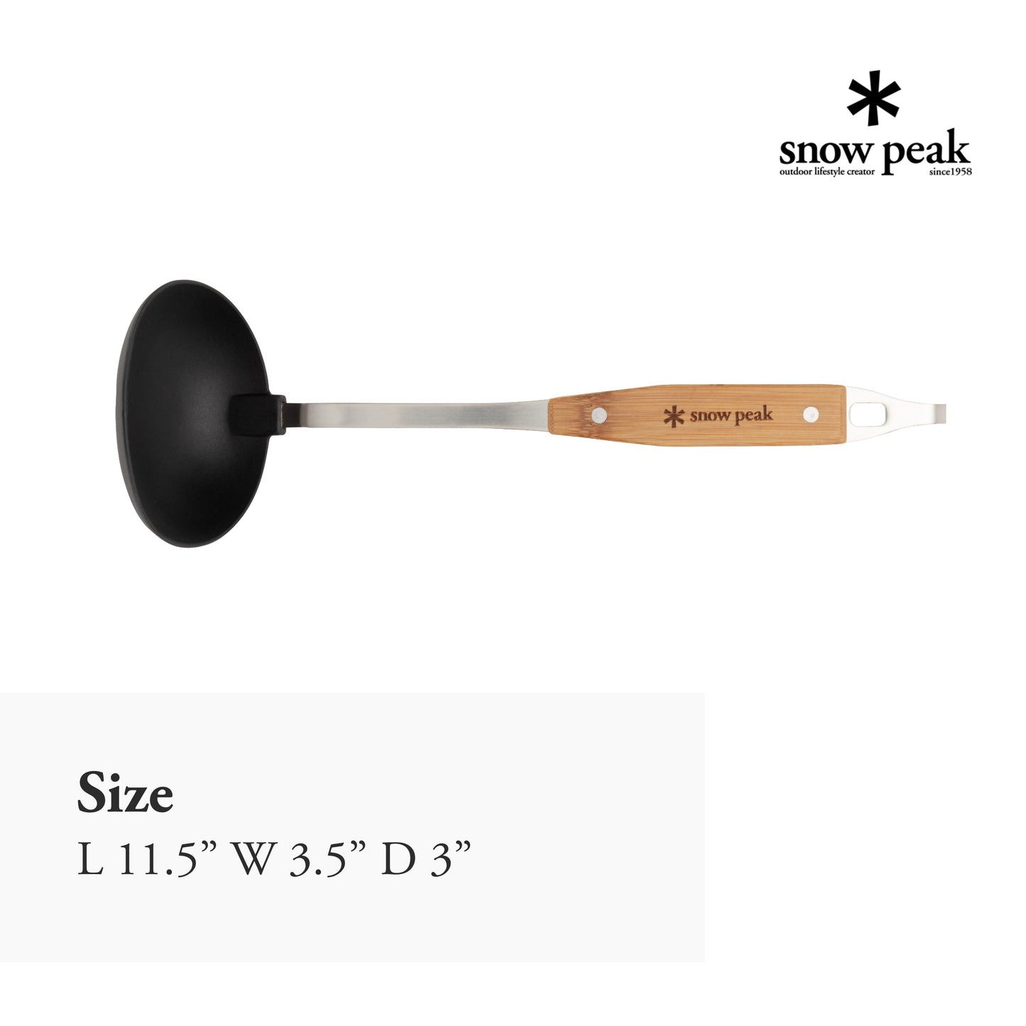 Snow Peak Nylon Ladle - Essential Camping & Kitchen Utensil - Stainless Steel, Nylon, Bamboo