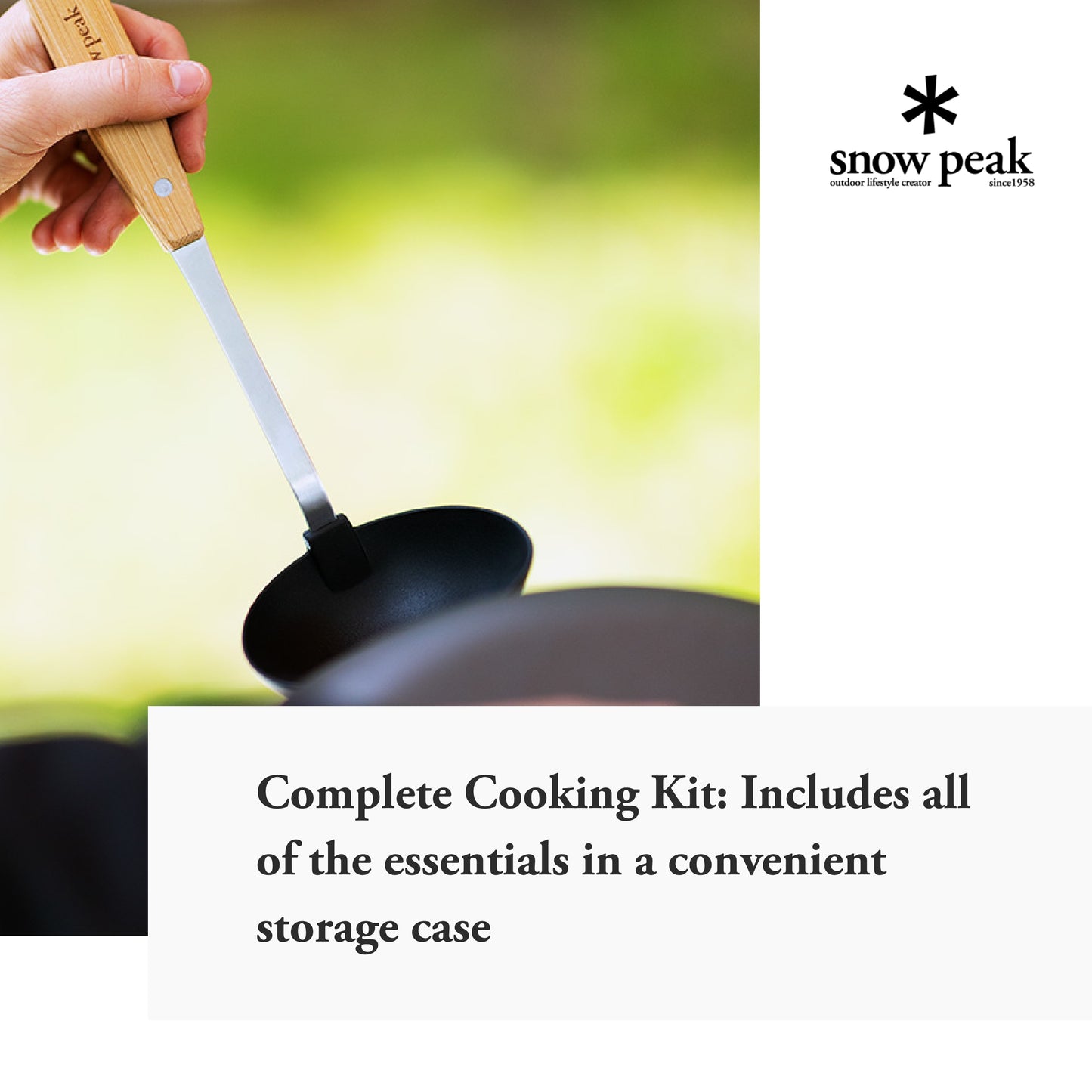 Snow Peak Kitchen Tool Set - Cooking Utensil Kit - Nylon Spatula, Nylon Ladle, Bamboo Spatula