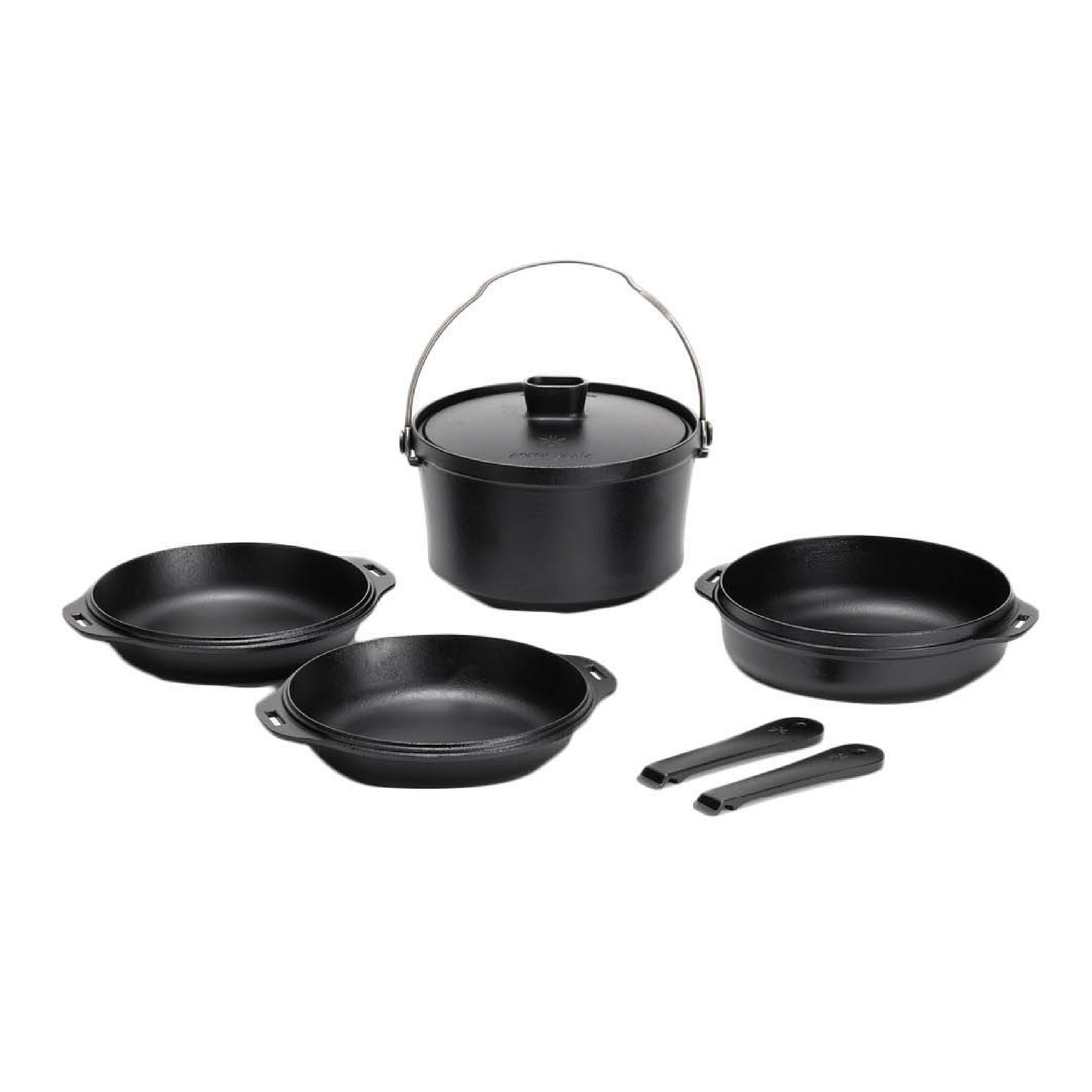 Snow Peak Cast Iron Duo - All-in-One Cook Set - Pot, Lid, Skillet, Plates, Handles, Storage Case