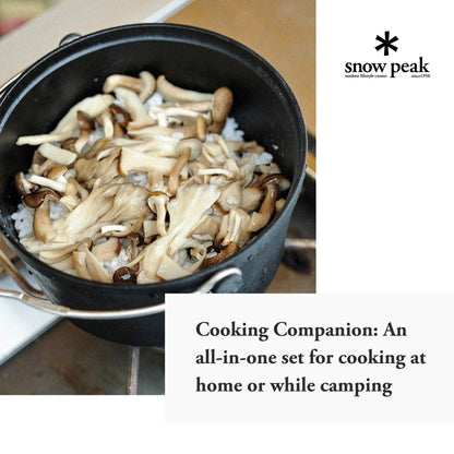 Snow Peak Cast Iron Duo - All-in-One Cook Set - Pot, Lid, Skillet, Plates, Handles, Storage Case