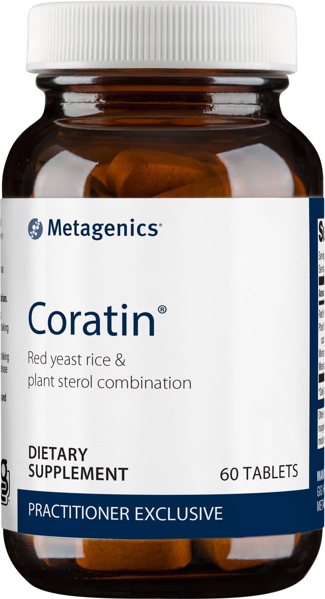Metagenics Coratin - Red Yeast Rice & Plant Sterol Combination Supplement with Vitamin K2, Calcium and Phosphorus - 60 Tablets