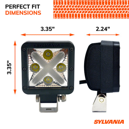 SYLVANIA - LED Pod 3 Inch Cube Light - Dual Mode Accent plus Flood Light 1800 Raw Lumens Best Off Road Driving Work Light, Truck, Car, Boat, ATV, UTV, SUV, 4x4 (1 PC)