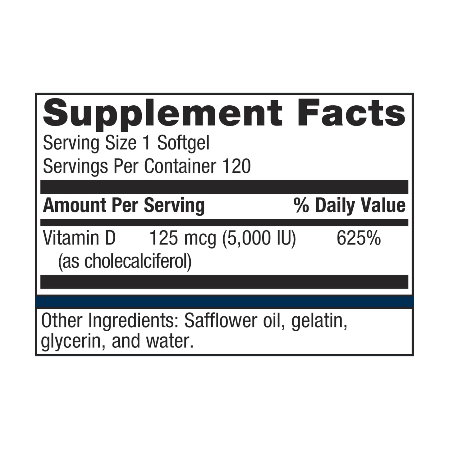 Metagenics Vitamin D3 5,000 IU - Vitamin D Supplement for Healthy Bone Formation, Cardiovascular Health, and Immune Support - 120 Count