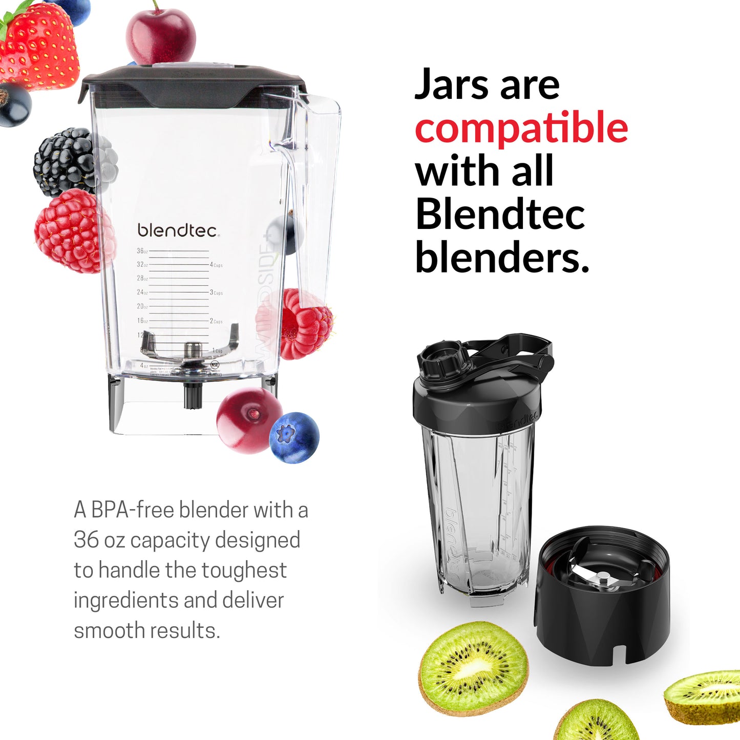 Blendtec - Original Designer Blender - WildSide+ Jar (90 oz) - Professional-Grade Power - Self-Cleaning - 6 Pre-programmed Cycles - 8-Speeds - Sleek and Slim, Stainless Steel