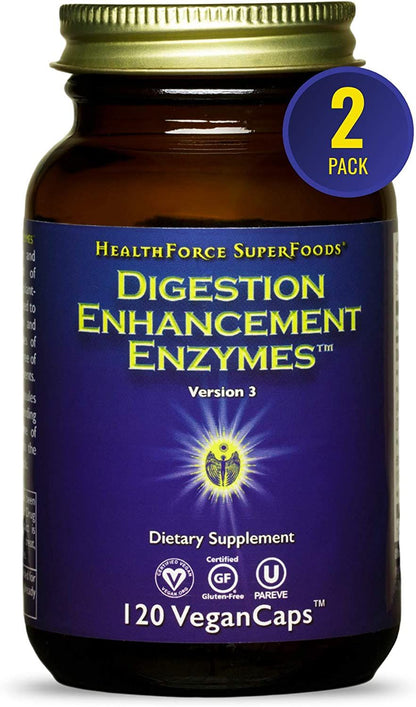 HealthForce SuperFoods Digestion Enhancement Enzymes - 120 VeganCaps - Pack of 2