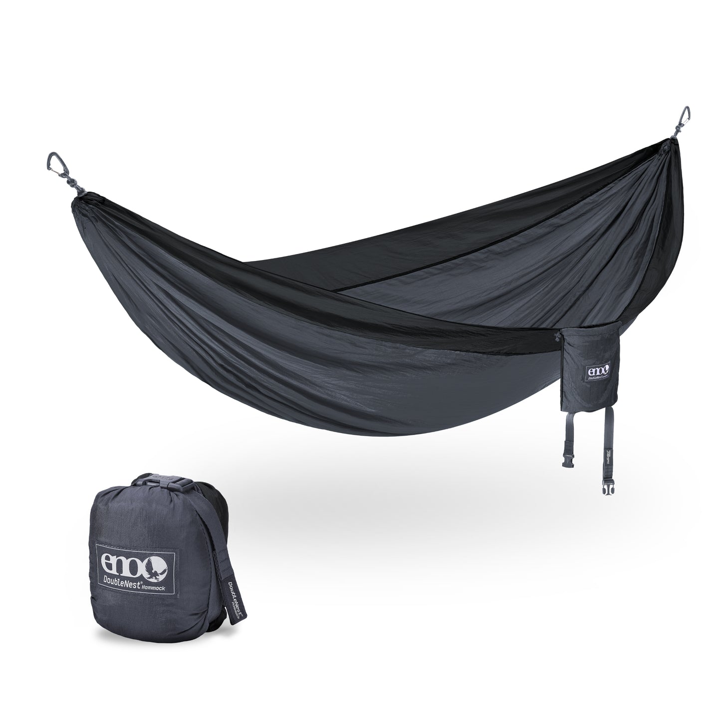 ENO, Eagles Nest Outfitters DoubleNest Lightweight Camping Hammock, 1 to 2 Person, Charcoal/Black
