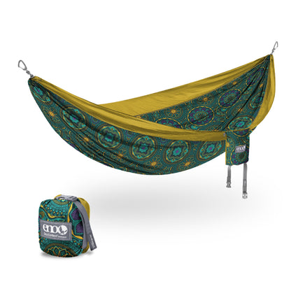 ENO, Eagles Nest Outfitters DoubleNest Print Lightweight Camping Hammock, 1 to 2 Person, Mantra/Gold