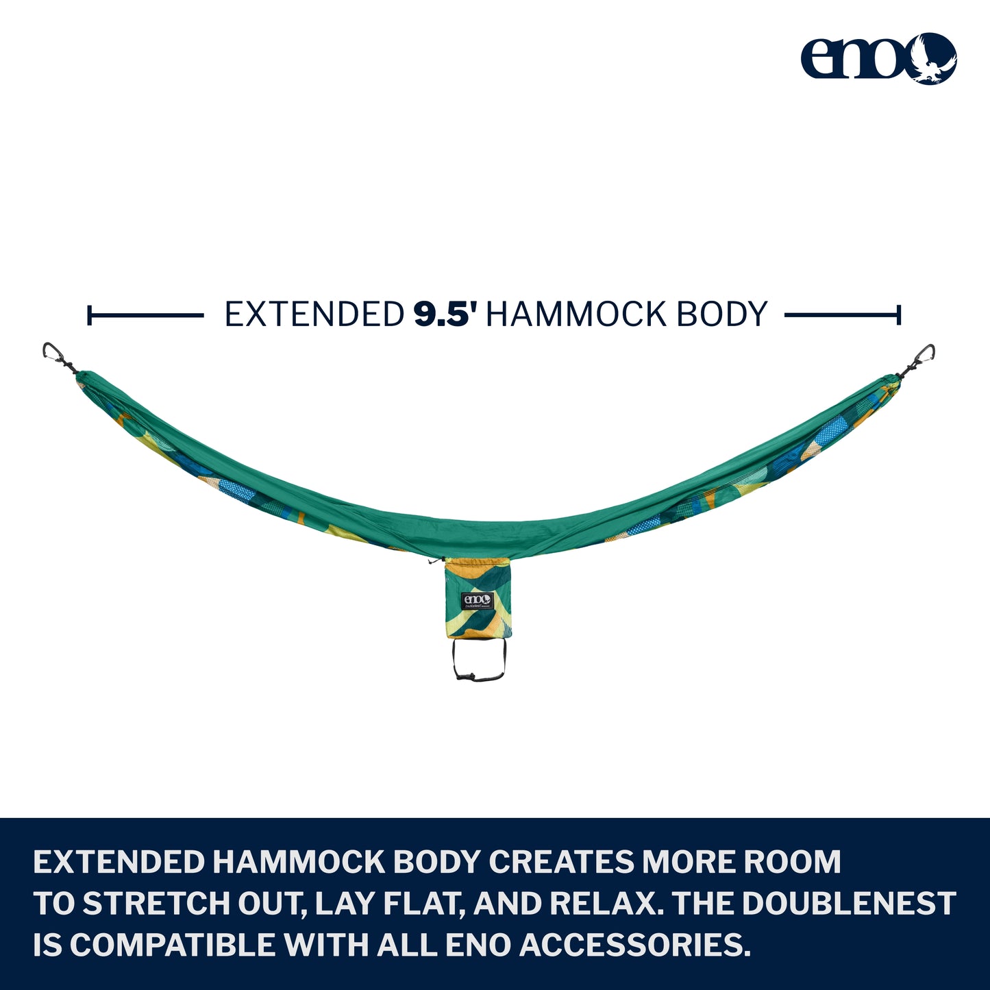 ENO, Eagles Nest Outfitters DoubleNest Print Lightweight Camping Hammock, 1 to 2 Person, Retro/Emerald