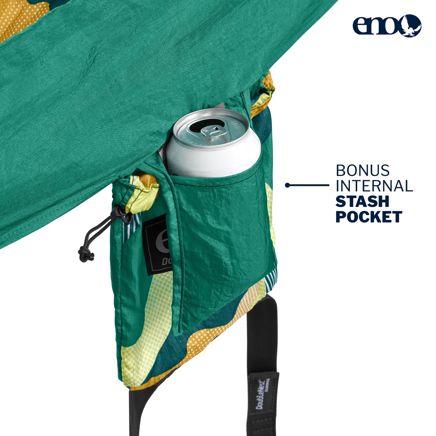 ENO, Eagles Nest Outfitters DoubleNest Print Lightweight Camping Hammock, 1 to 2 Person, Retro/Emerald