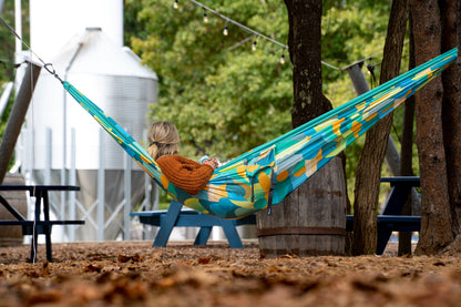 ENO, Eagles Nest Outfitters DoubleNest Print Lightweight Camping Hammock, 1 to 2 Person, Retro/Emerald