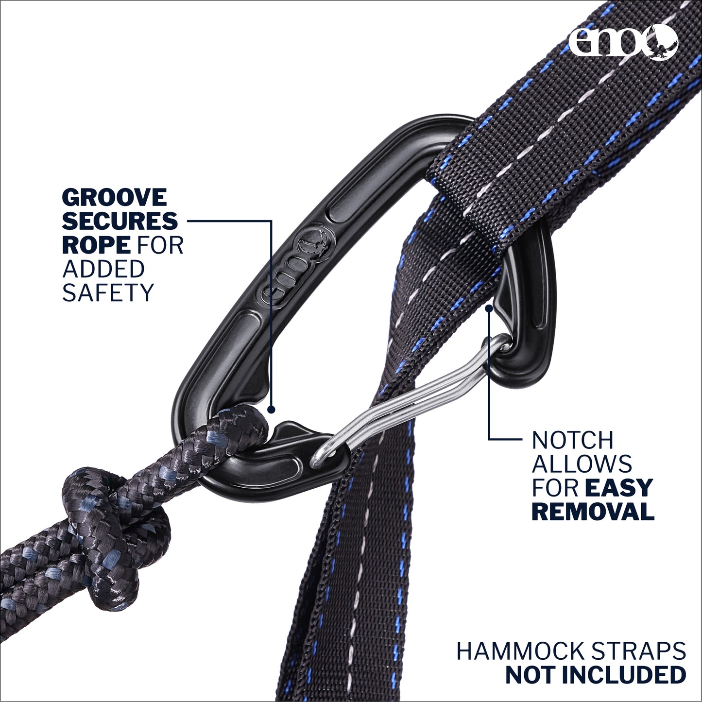 ENO, Eagles Nest Outfitters Deluxe Hammock Hanging Kit, Take Your Hammock Inside, Charcoal