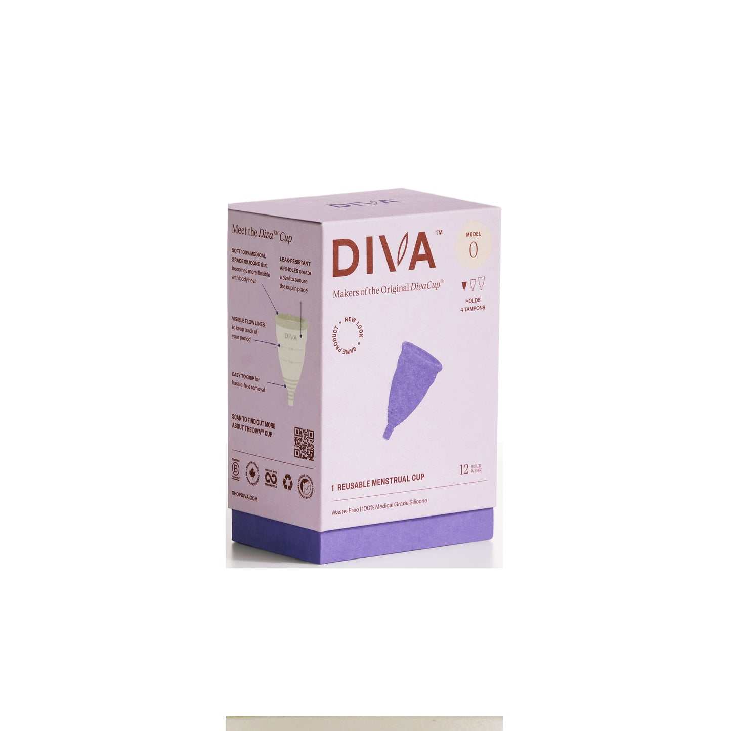 DivaCup - BPA-Free Reusable Menstrual Cup - Leak-Free Feminine Hygiene - Tampon and Pad Alternative - Up To 12 Hours Of Protection - Model 0
