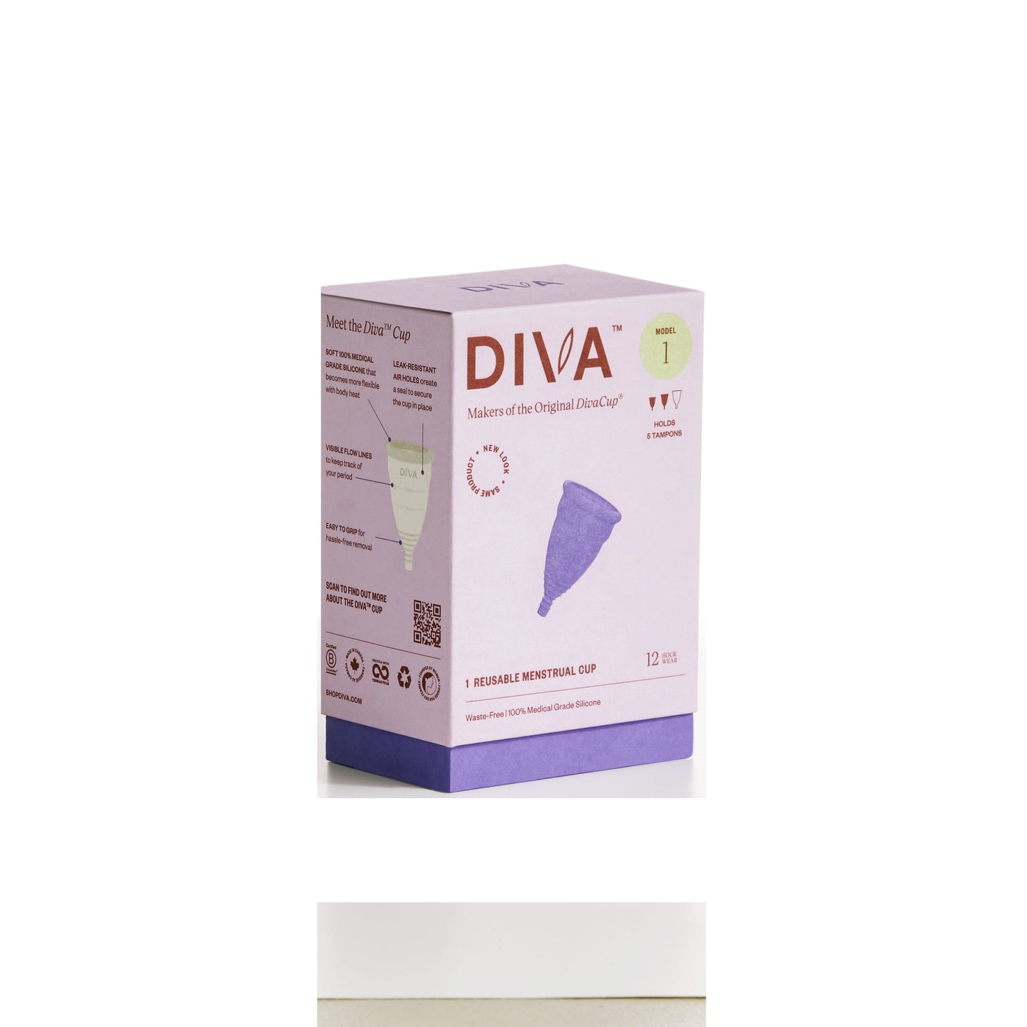 DivaCup - BPA-Free Reusable Menstrual Cup - Leak-Free Feminine Hygiene - Tampon and Pad Alternative - Up to 12 Hours of Protection - Model 1