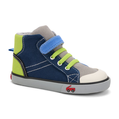 See Kai Run - Belmont Recycled High Top Sneakers for Little Kids, Black/Pink, Toddler 9