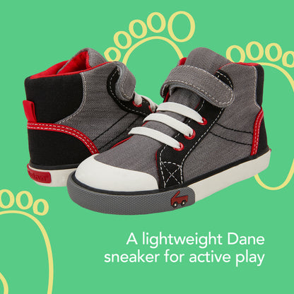 See Kai Run - Dane High-Top Sneaker for Little Kids, Gray Denim/Blue, Little Kid 13