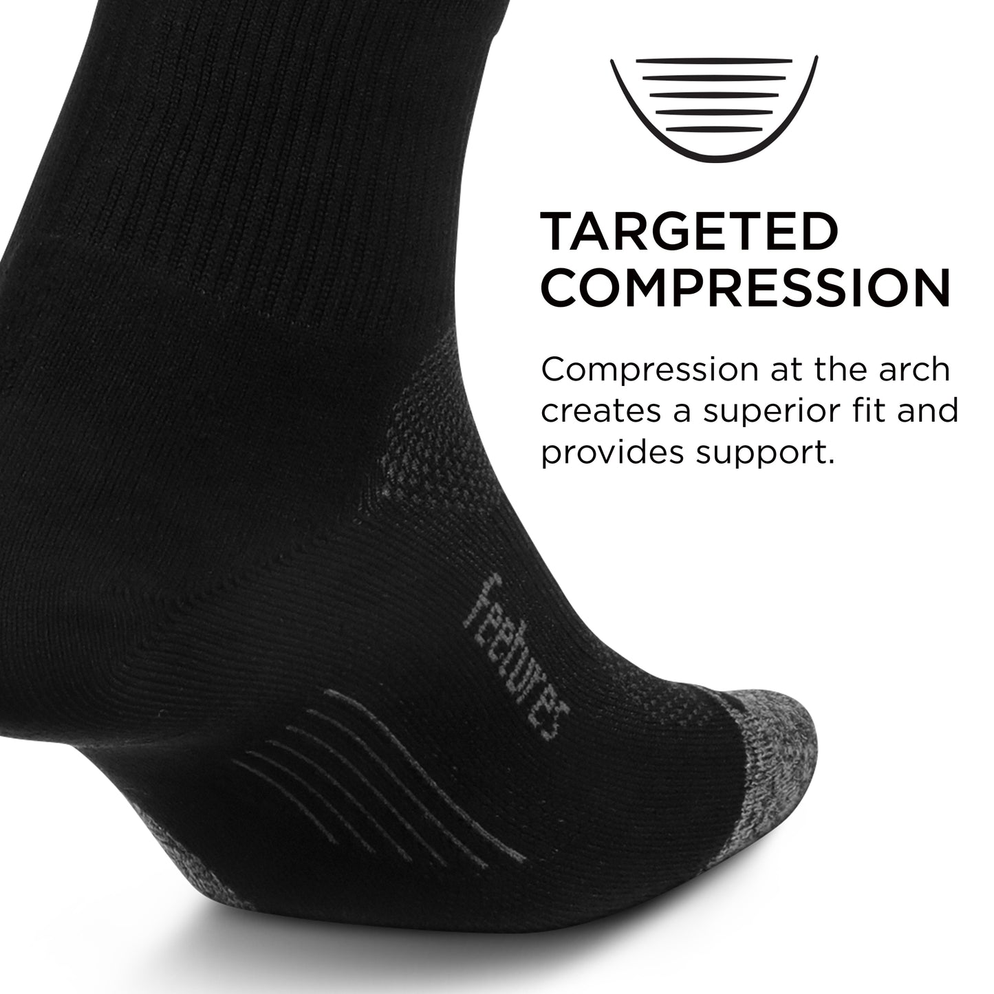 Feetures Elite Light Cushion Quarter Solid- Running Socks for Men & Women, Targeted Compression, Moisture Wicking- Large, Black