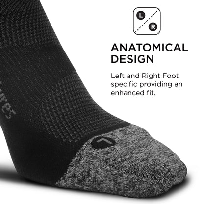 Feetures Elite Light Cushion Quarter Solid- Running Socks for Men & Women, Targeted Compression, Moisture Wicking- Large, Black