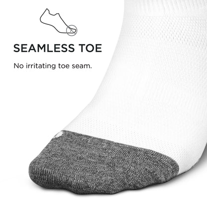 Feetures Elite Ultra Light Quarter- Athletic Running Socks for Women & Men, Targeted Compression, Moisture Wicking- Medium, White
