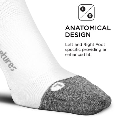 Feetures Elite Ultra Light Quarter- Athletic Running Socks for Women & Men, Targeted Compression, Moisture Wicking- Small, White