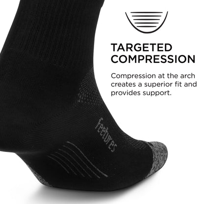 Feetures Elite Ultra Light Quarter- Athletic Running Socks for Women & Men, Targeted Compression, Moisture Wicking- X-Large, Black
