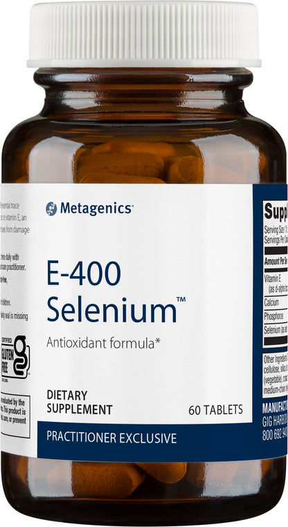 Metagenics E-400 Selenium, Antioxidant Supplement with Vitamin E to Help Support Cellular Health - 60 Tablets, 2 Month Supply