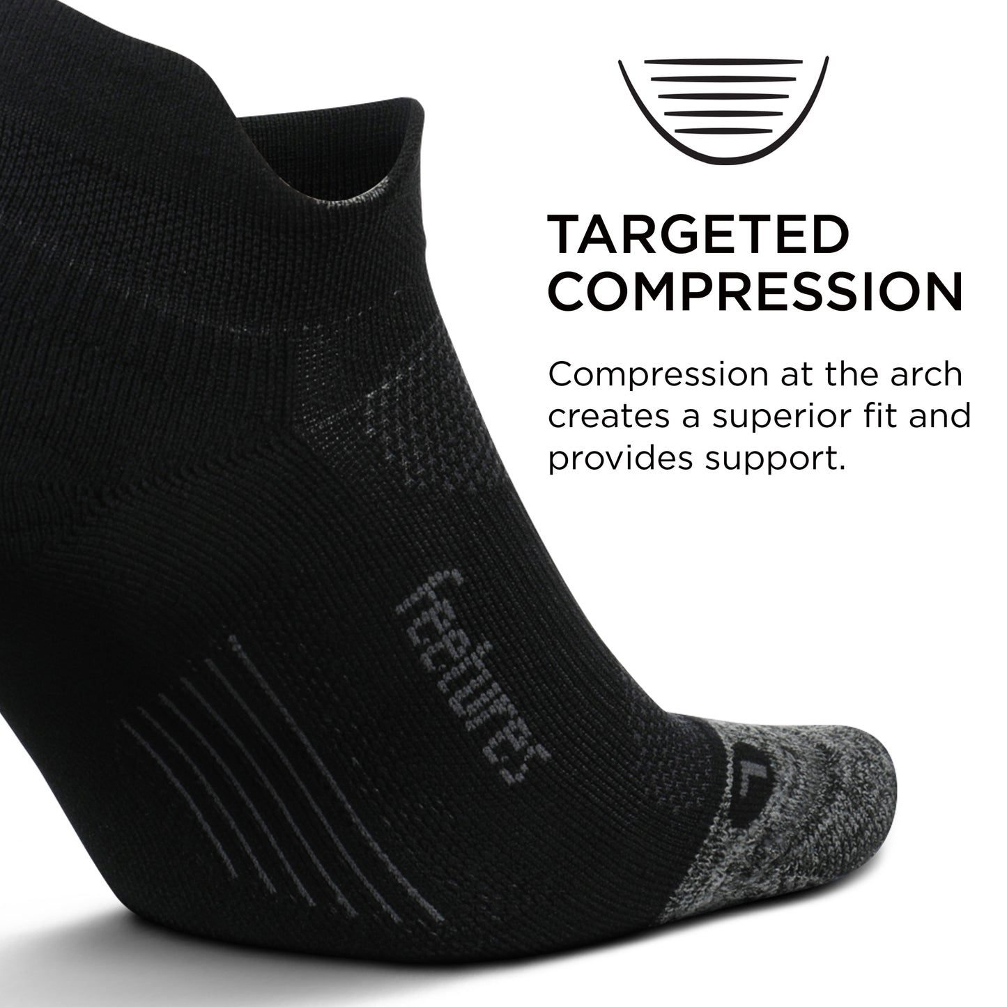 Feetures Elite Light Cushion No Show Tab Solid- Running Socks for Men & Women, Athletic Compression Socks, Moisture Wicking- Small, Black