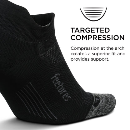 Feetures Elite Light Cushion No Show Tab Solid- Running Socks for Men & Women, Athletic Compression Socks, Moisture Wicking- Small, Black