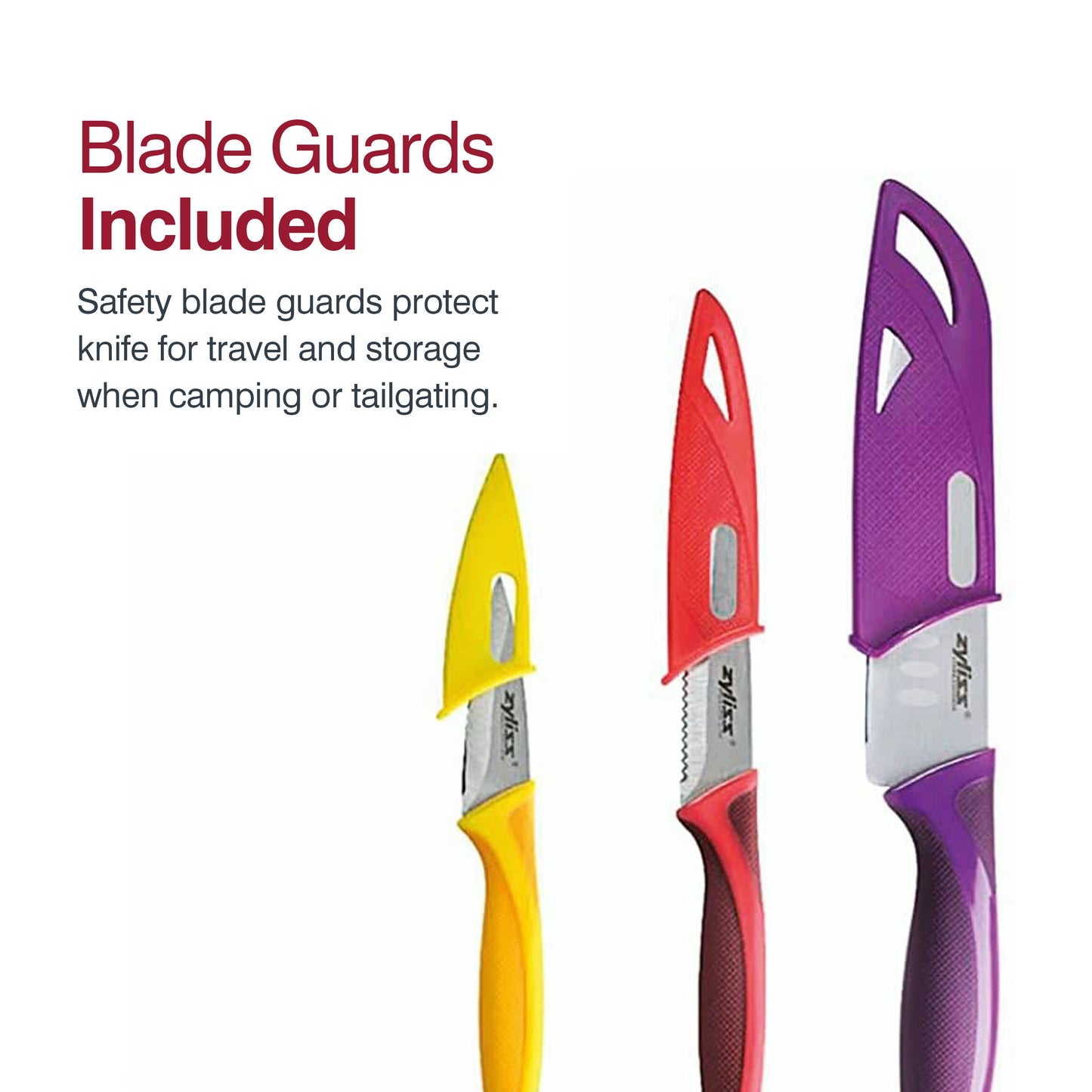 ZYLISS 3-Piece Mini Santoku Knife Set with Sheath Covers, Stainless Steel