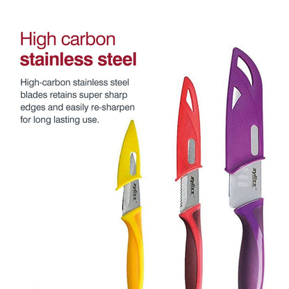 ZYLISS 3-Piece Mini Santoku Knife Set with Sheath Covers, Stainless Steel