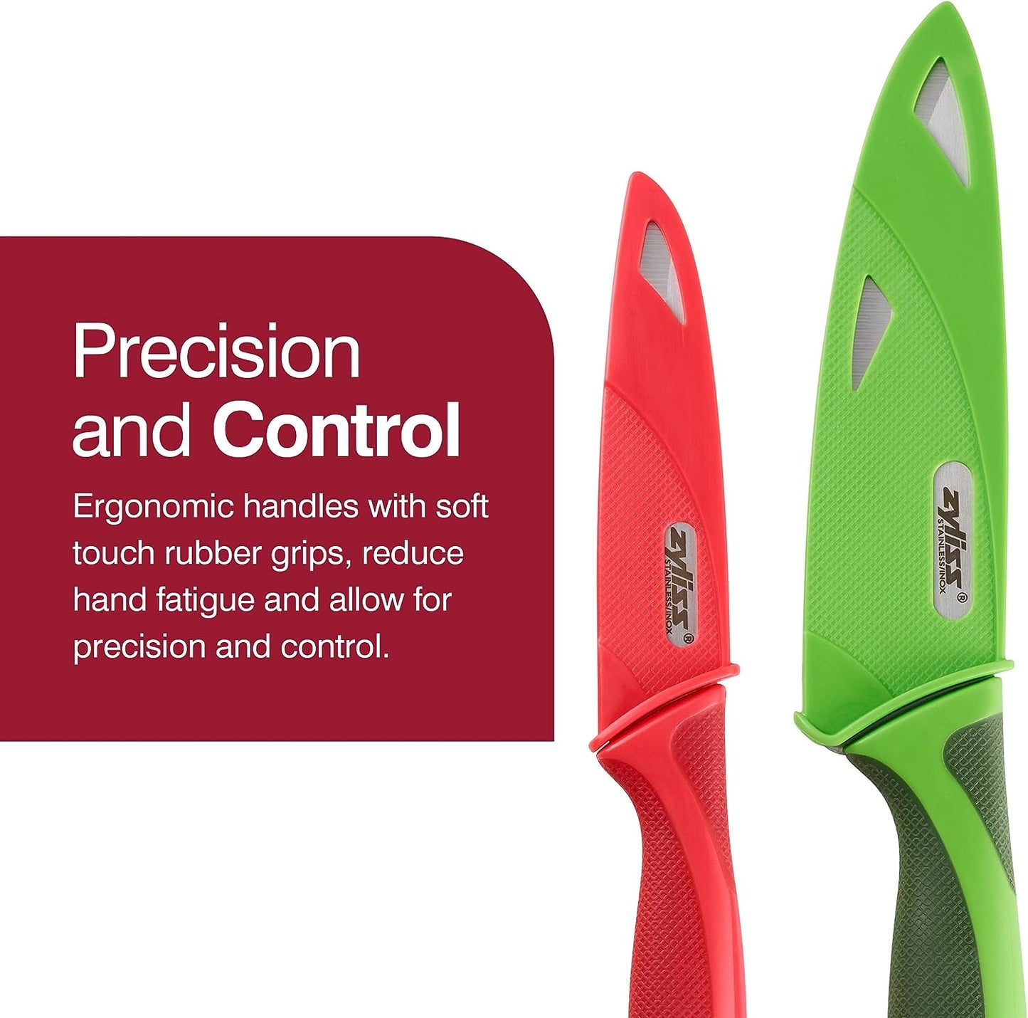 ZYLISS 3 Piece Value Knife Set with Sheath Covers, Stainless Steel