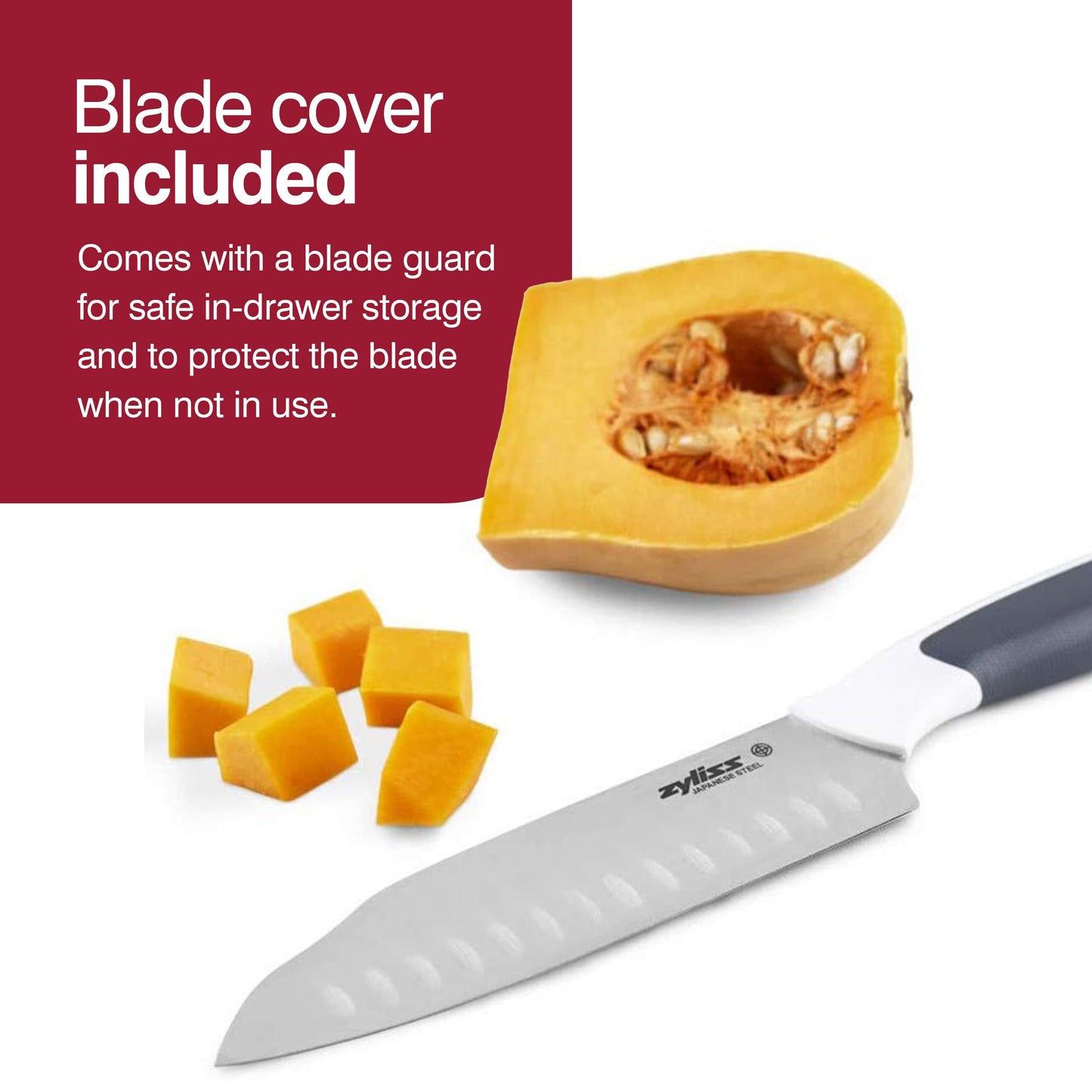 Zyliss E920212U Comfort Santoku Knife, 5.25 inches White