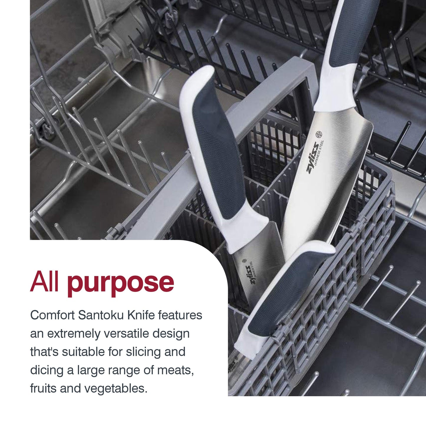 Zyliss E920212U Comfort Santoku Knife, 5.25 inches White