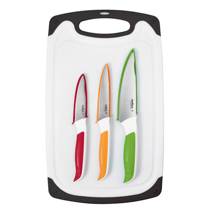 ZYLISS 4 Piece Cutting Board & Knife Set, 1EA