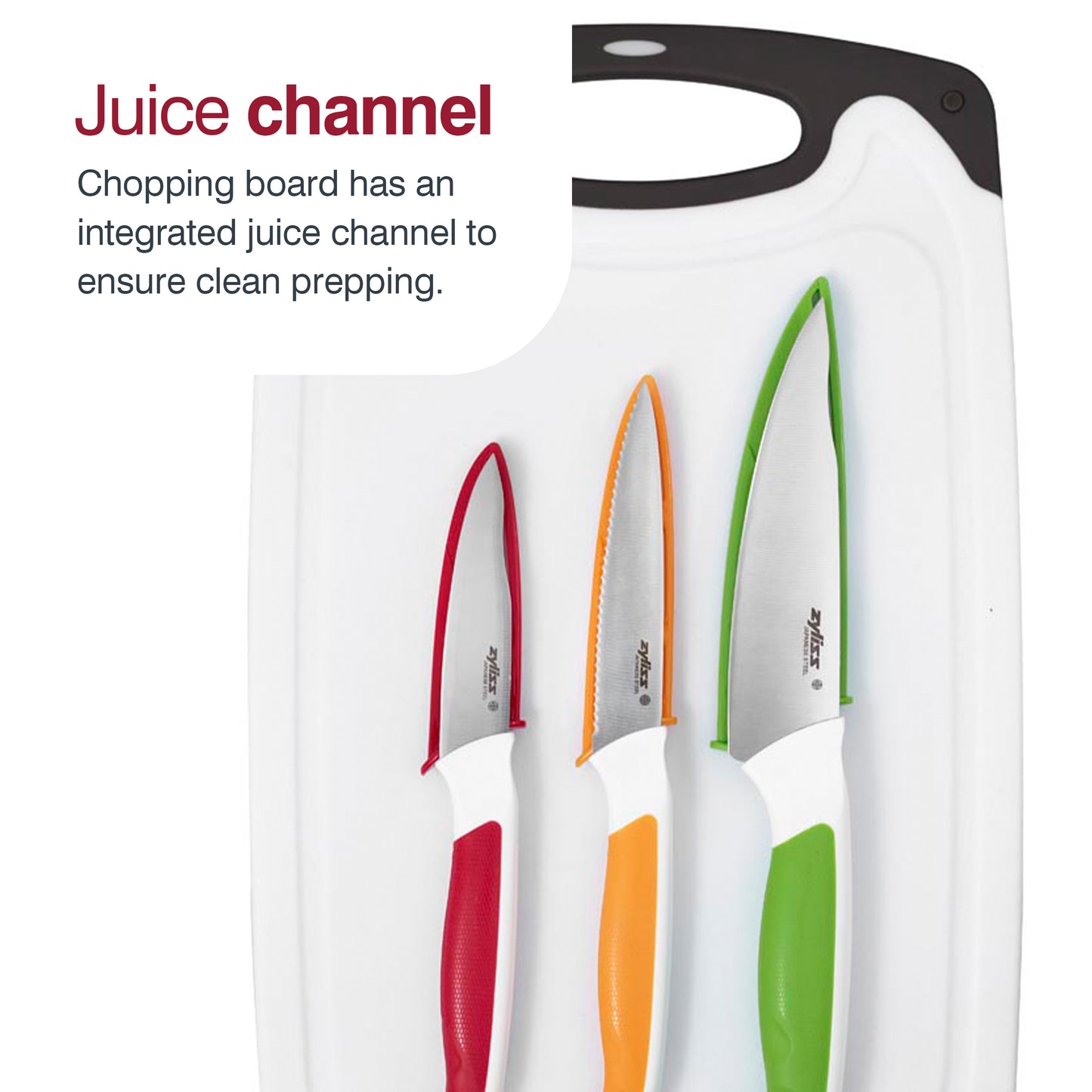 ZYLISS 4 Piece Cutting Board & Knife Set, 1EA