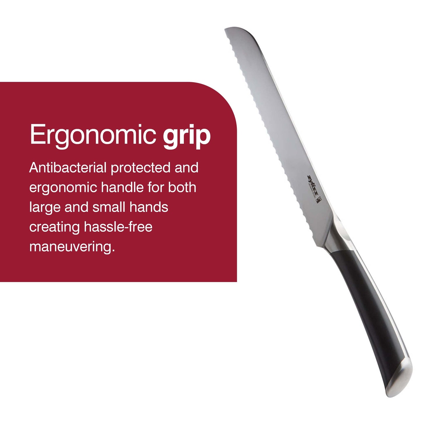 Zyliss Comfort Pro 8" Bread Knife - Ice Hardened German Steel Kitchen Cutlery, Black/Stainless Steel