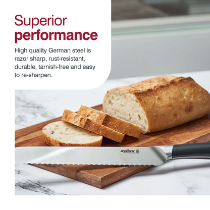Zyliss Comfort Pro 8" Bread Knife - Ice Hardened German Steel Kitchen Cutlery, Black/Stainless Steel