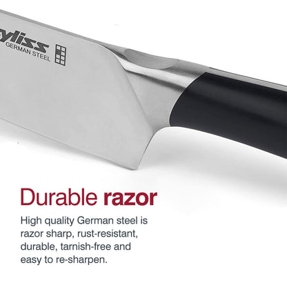 Zyliss Comfort Pro 8" Chef Knife - Ice Hardened German Steel Kitchen Cutlery, Black/Stainless Steel