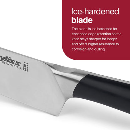 Zyliss Comfort Pro 7" Santoku Knife - Ice Hardened German Steel Kitchen Cutlery, Black/Stainless Steel
