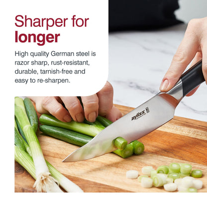 Zyliss Comfort Pro 5.5" Utility Knife - Ice Hardened German Steel Kitchen Cutlery, Black/Stainless Steel