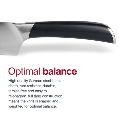 Zyliss Comfort Pro 4.5" Serrated Paring Knife - Ice Hardened German Steel Kitchen Cutlery , Black/Stainless Steel
