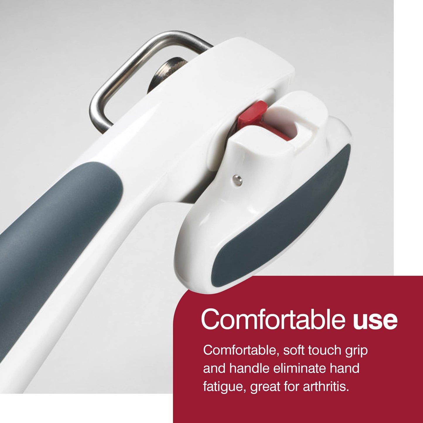 Zyliss Safe Edge Can Opener, Manual - Safely Open Without Sharp Lids - Lock and Unlock Safety - White / Gray